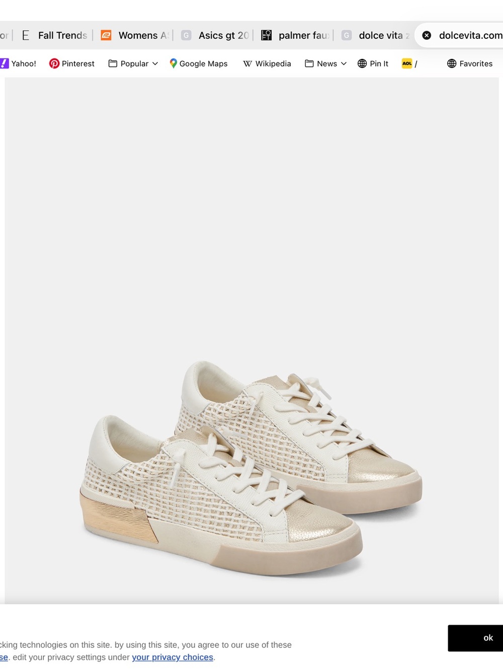 Dolce Vita Zina Gold/Bone Woven Sneaker 7.5 - Picture 2 of 4